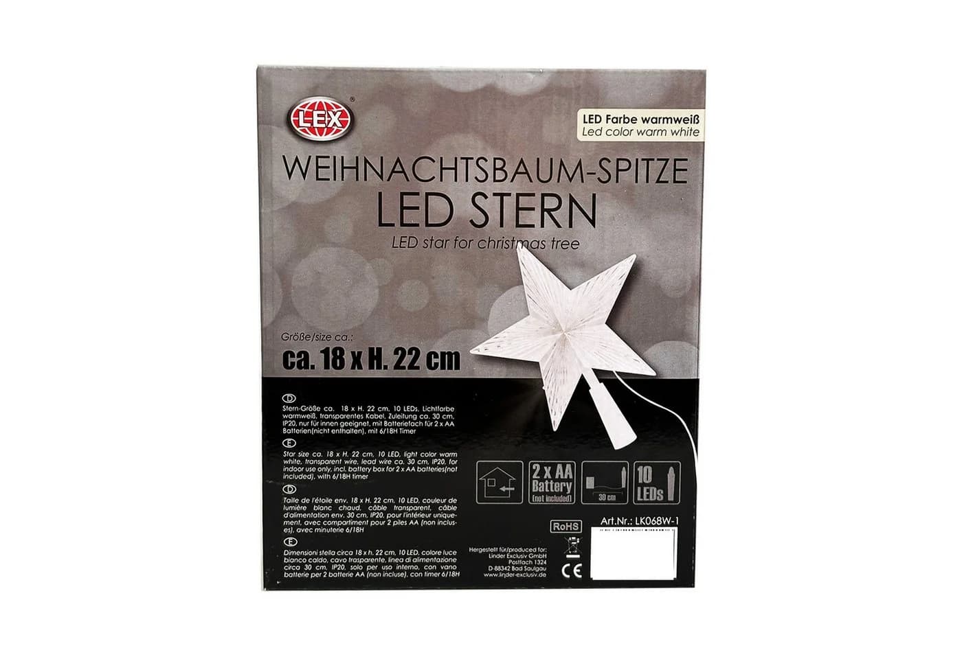 Mojawo LED Weihnachtsbaumspitze Stern 10 LEDs Batterie - Bild 4