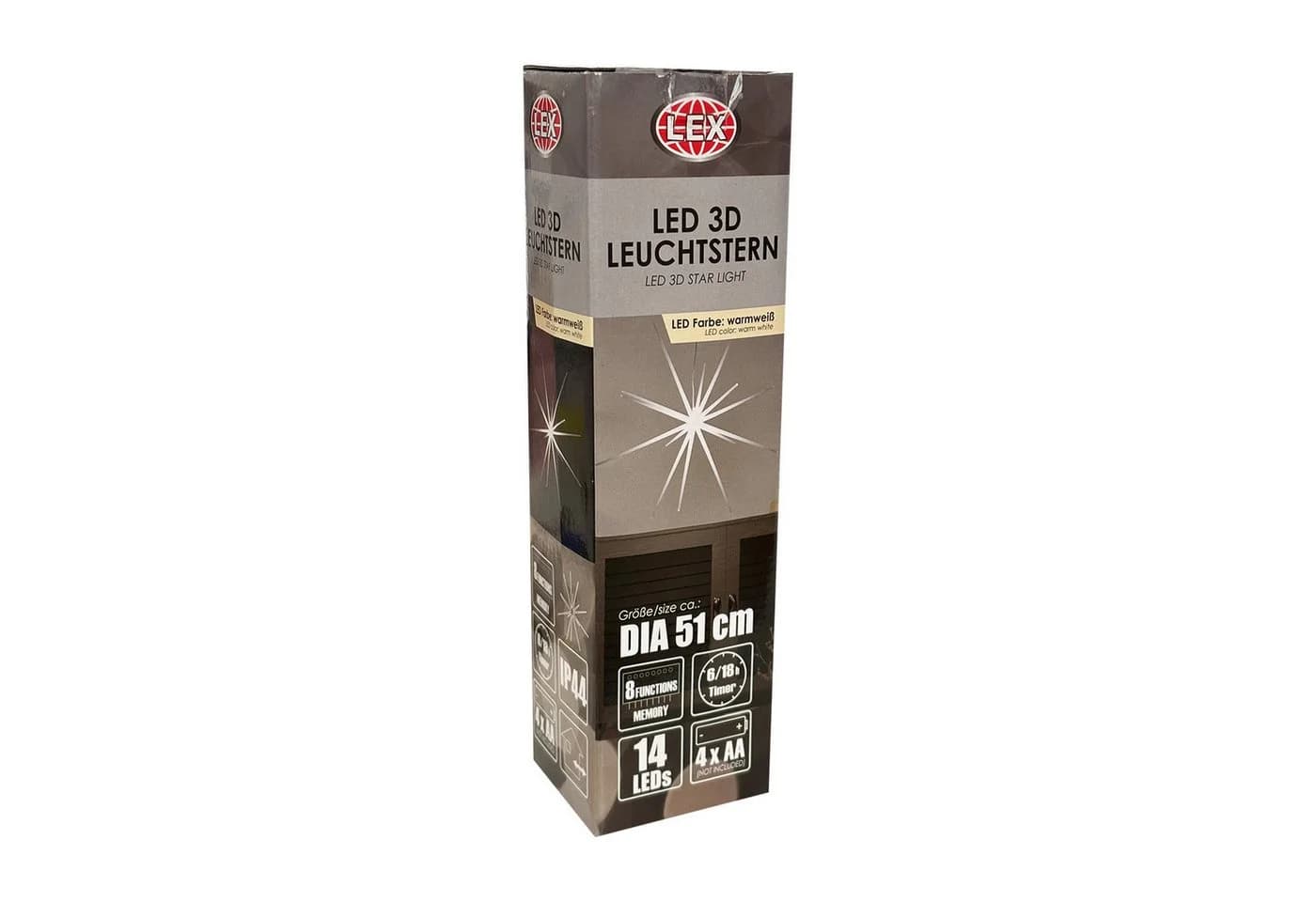 Mojawo 3D LED Stern zum Hängen 51 cm Außen Batterie