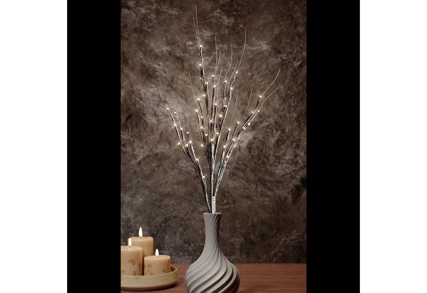 Mojawo Lichtervorhang LED Lichterzweig Warmweiß 60cm Batterie Außen - Bild 2