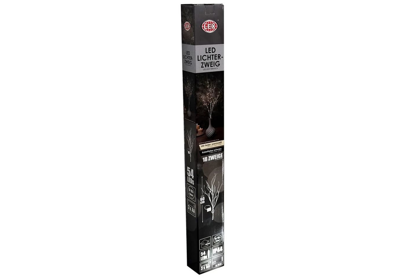 Mojawo Lichtervorhang LED Lichterzweig Warmweiß 60cm Batterie Außen - Bild 3