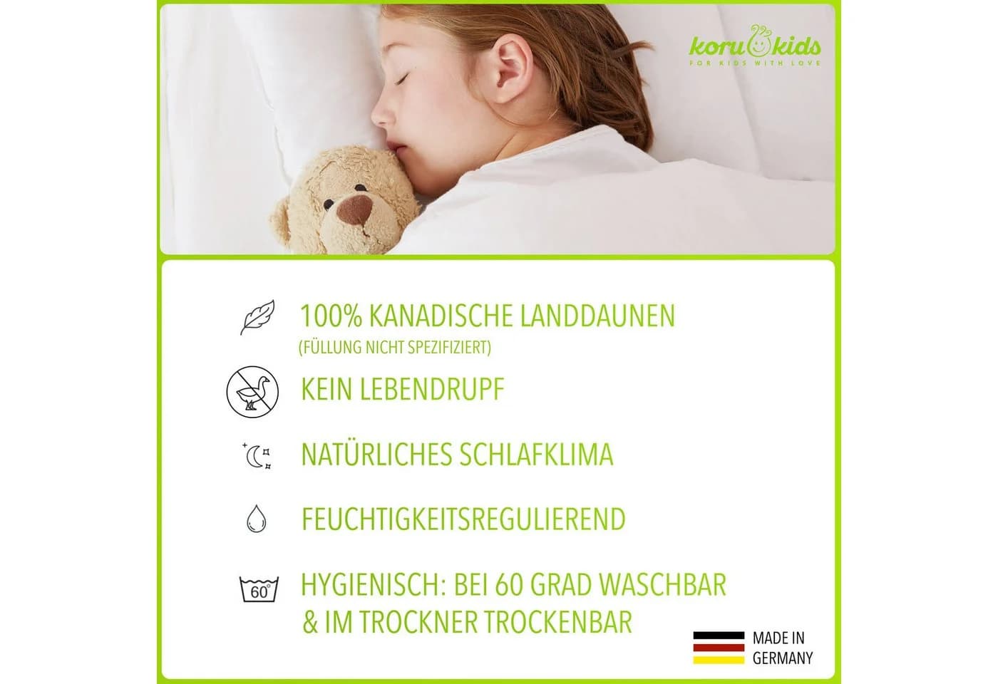 Koru Kids Kinderbettdecke Daunen Weiß 100x135cm - Bild 5