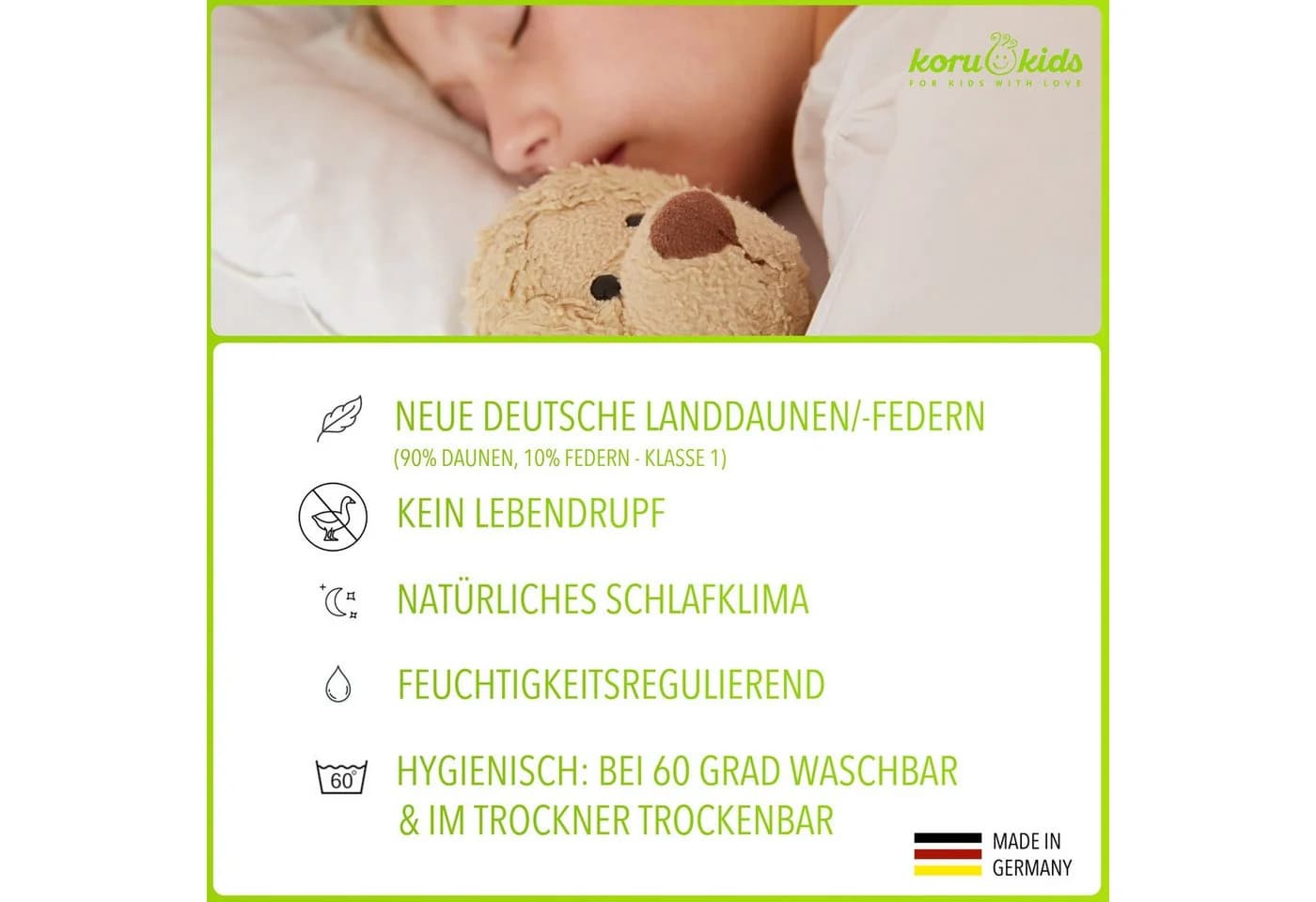 Koru Kids Babybettdecke 80x80 cm Daunen Federn Weiss - Bild 4