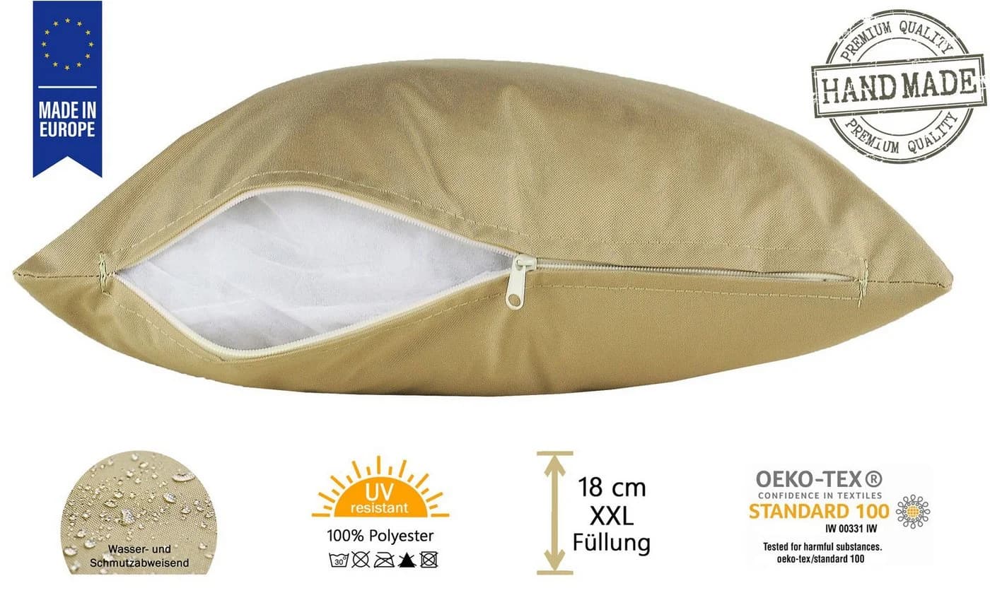JACK Dekokissen 40x40cm Outdoor Lounge Kissen Taupe Polyester - Bild 5