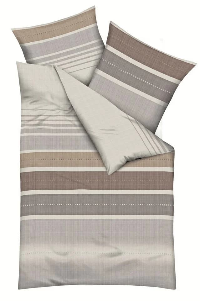 JACK Bettwäsche Structure Nougat Streifen Grau Beige Kaeppel, Biber, 2 teilig - Bild 2