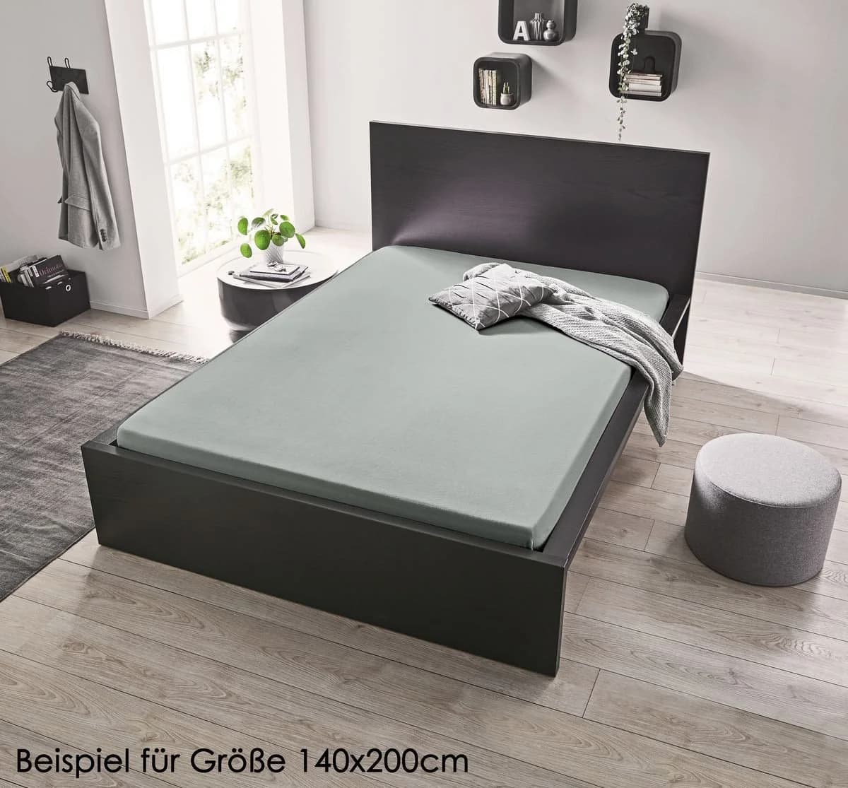 JACK Spannbettlaken Mako Satin Grau Anthrazit Weiß Hellblau - Bild 3
