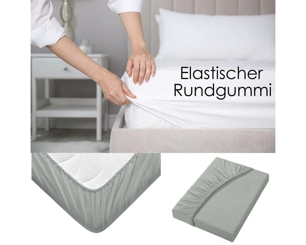 JACK Spannbettlaken Mako Satin Grau Anthrazit Weiß Hellblau - Bild 5
