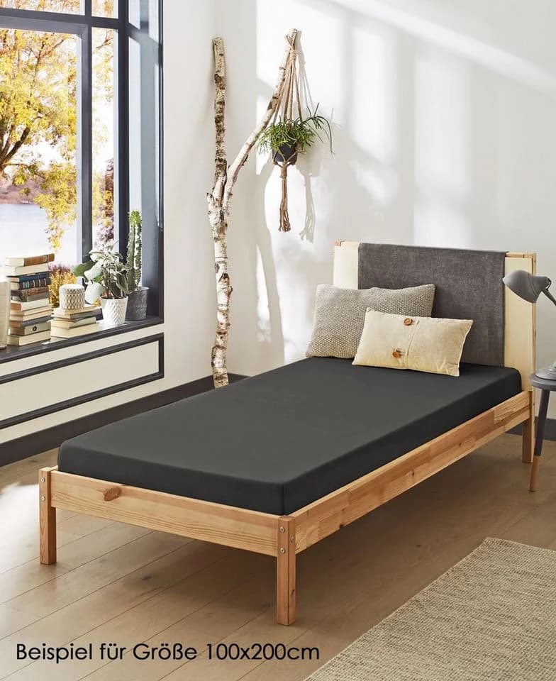 JACK Spannbettlaken Satin Uni 100% Baumwolle Rundumgummizug