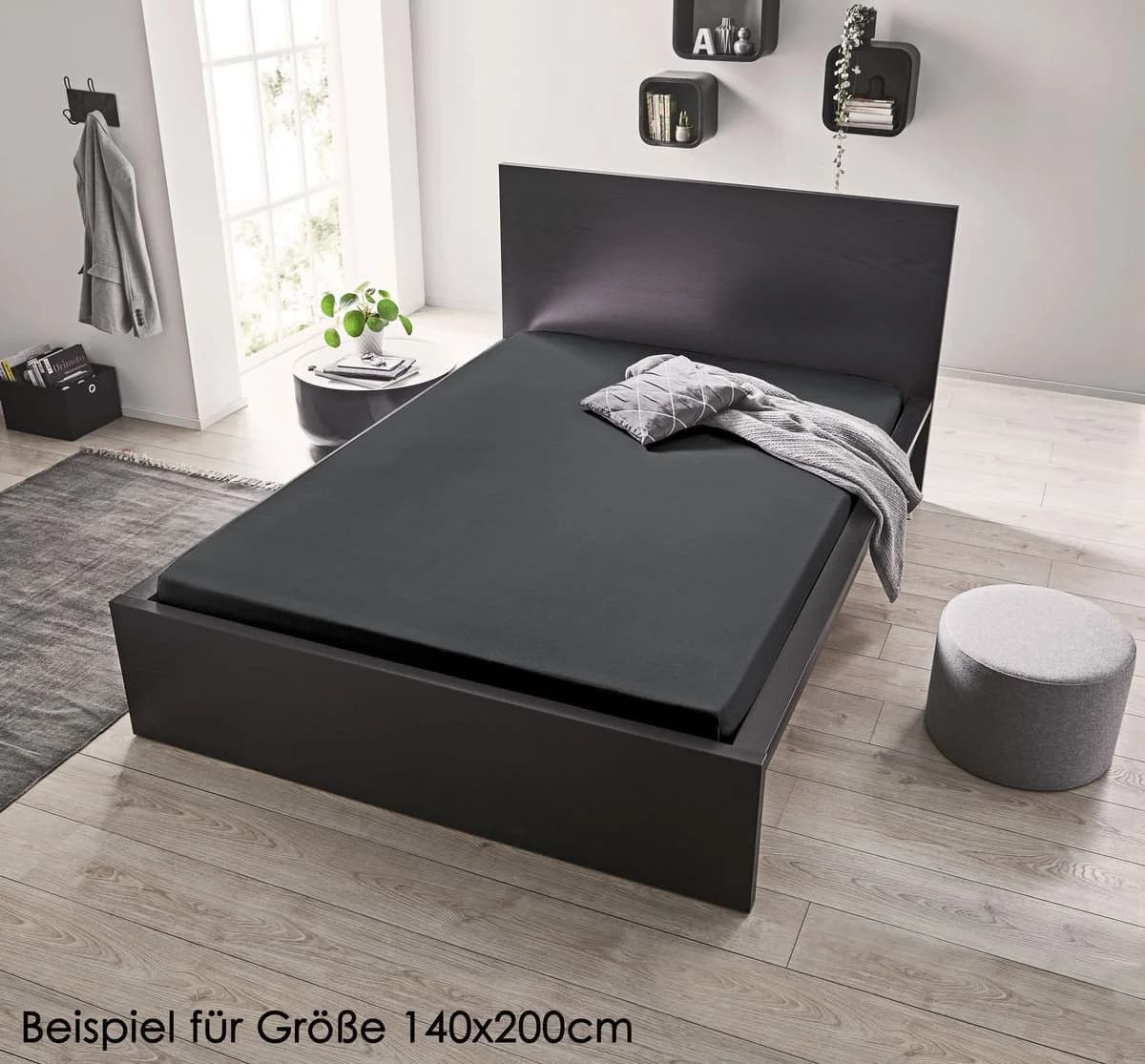 JACK Spannbettlaken Satin Uni 100% Baumwolle Rundumgummizug - Bild 3