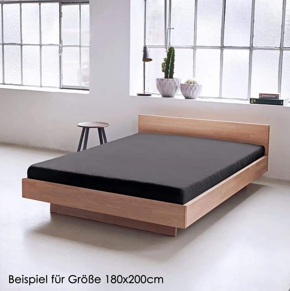 JACK Spannbettlaken Satin Uni 100% Baumwolle Rundumgummizug - Bild 4