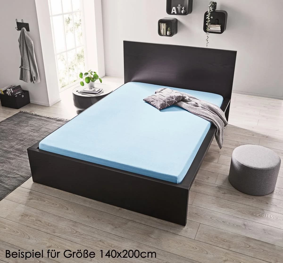 JACK Spannbettlaken Satin Uni Hellblau 100% Baumwolle - Bild 3