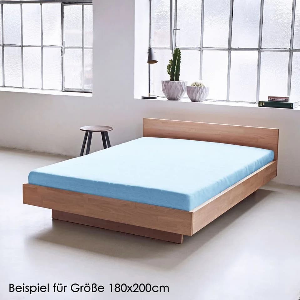 JACK Spannbettlaken Satin Uni Hellblau 100% Baumwolle - Bild 4