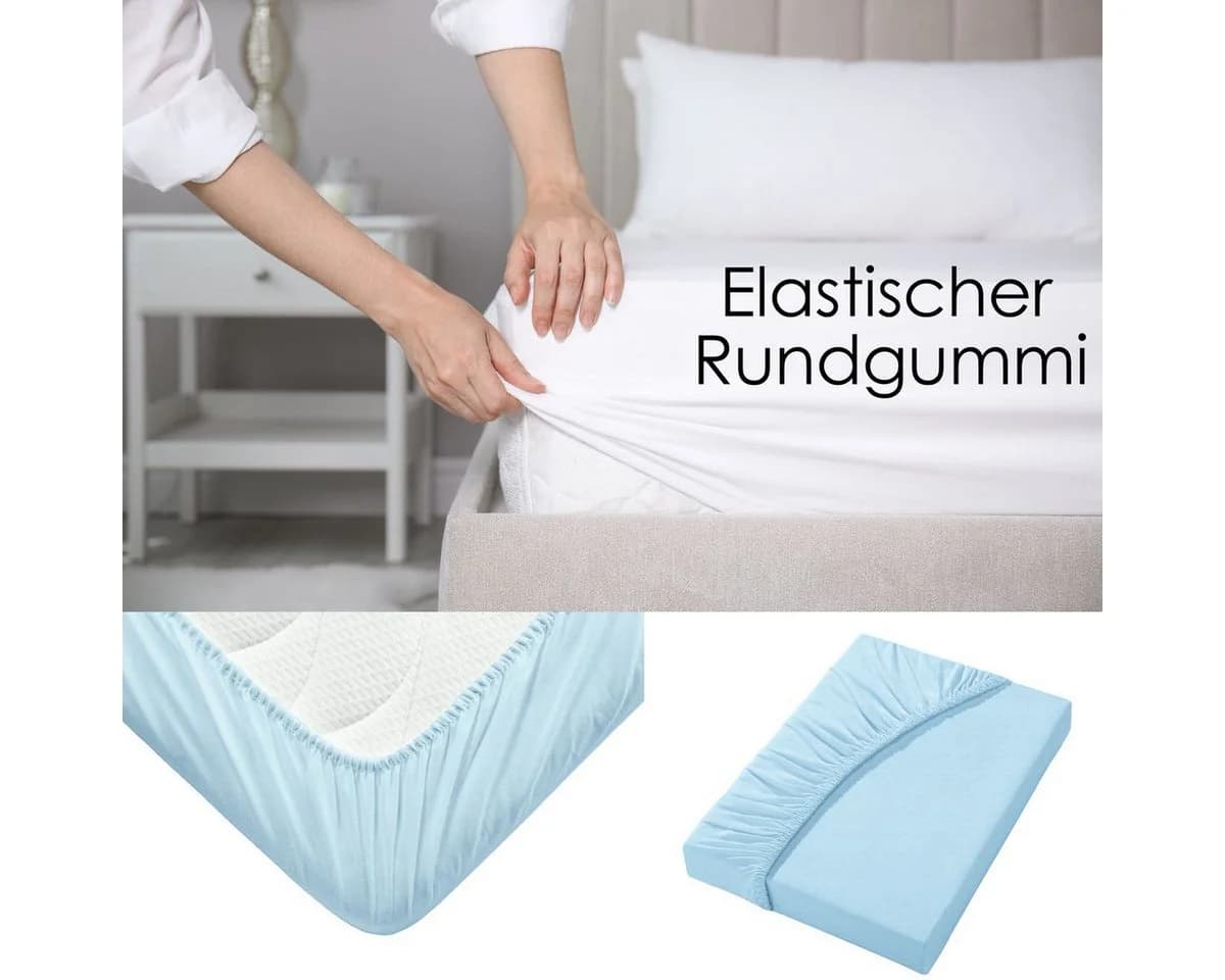 JACK Spannbettlaken Satin Uni Hellblau 100% Baumwolle - Bild 5