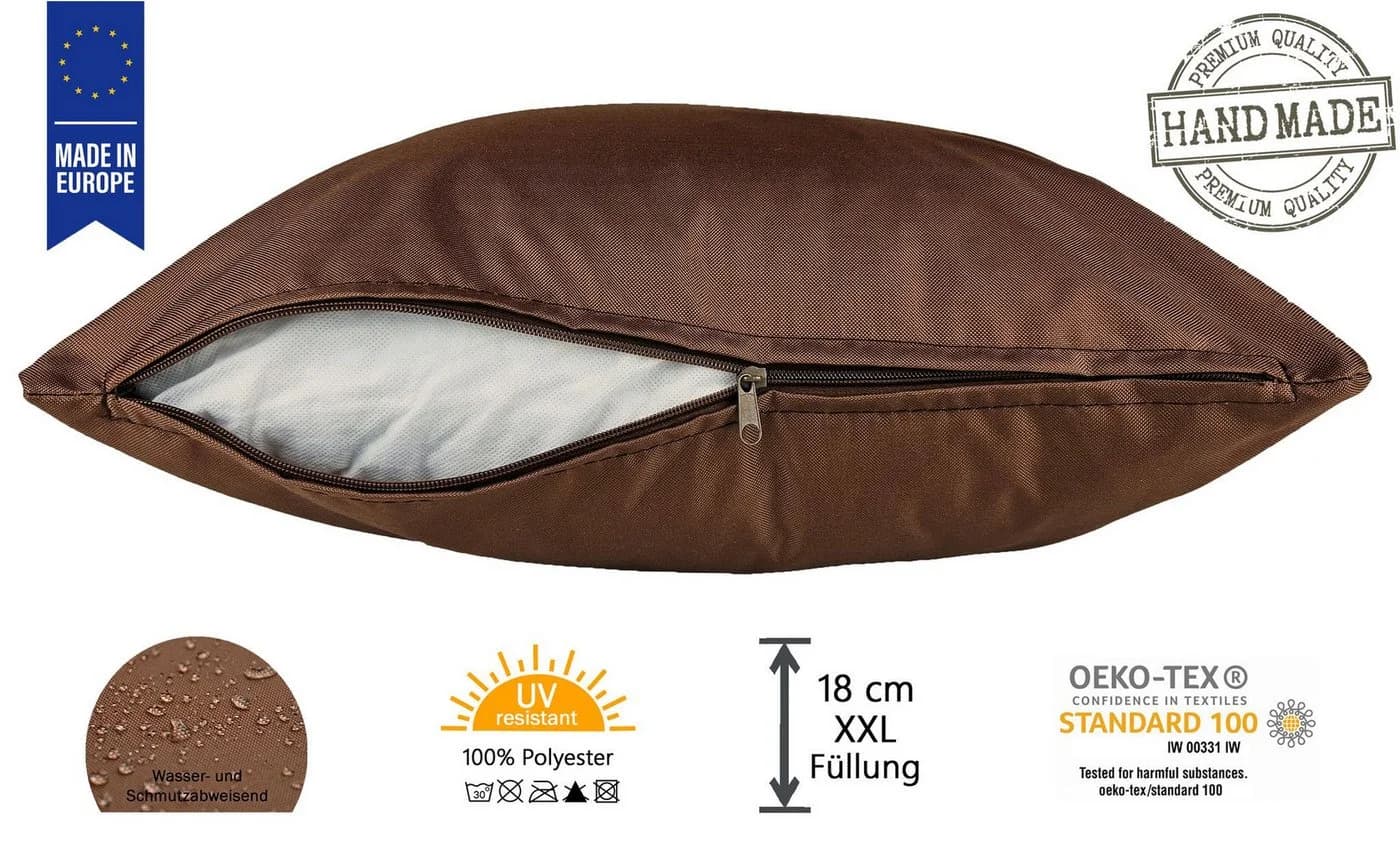 JACK Dekokissen 40x40cm Braun Outdoor Lounge Kissen mit XXL Füllung - Bild 5