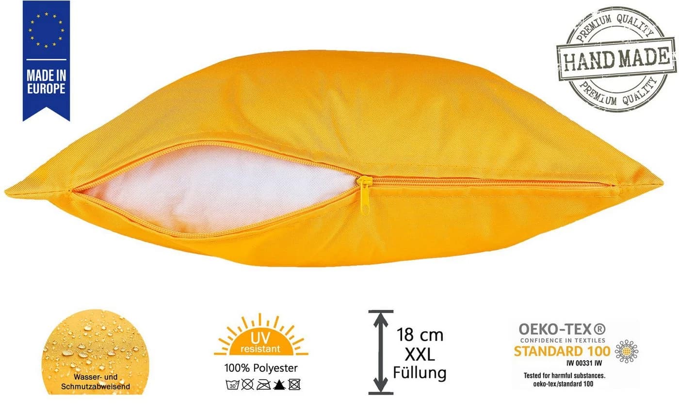 JACK Dekokissen 40x40cm Outdoor Lounge Kissen Gelb Wasserabweisend - Bild 5