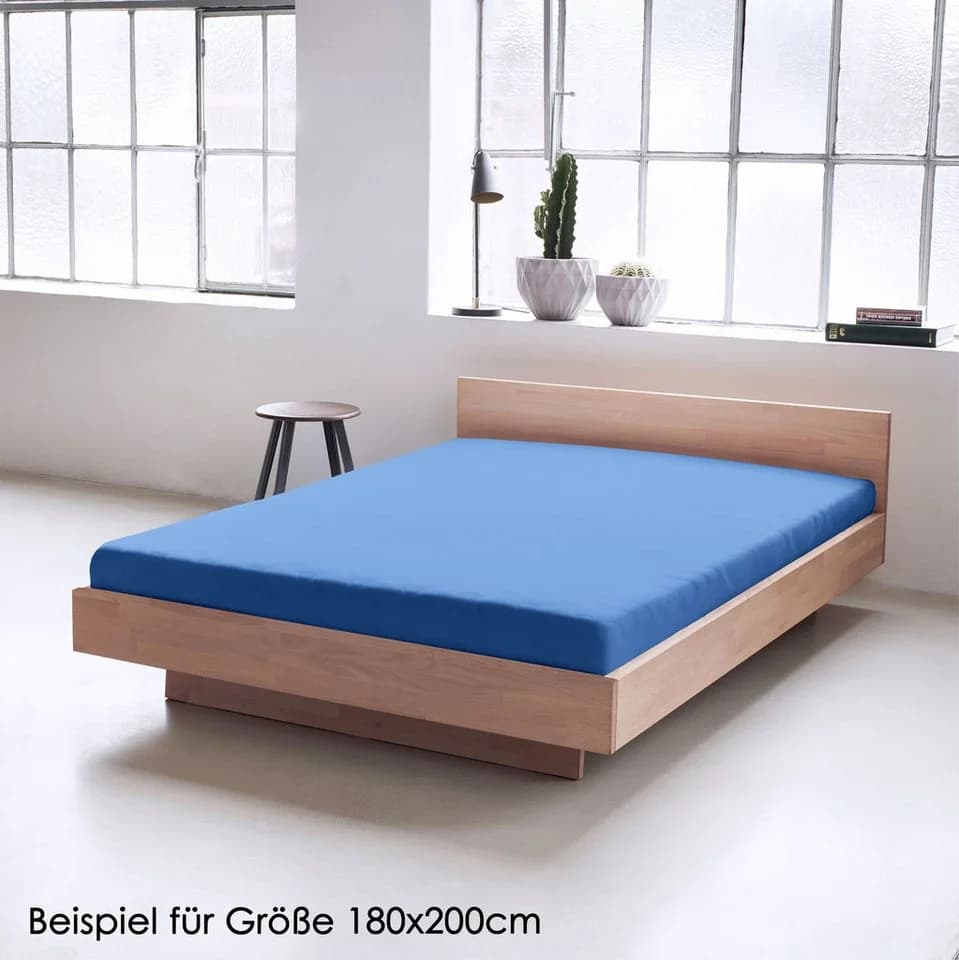JACK Spannbettlaken Satin Uni Blau Rundumgummizug - Bild 4