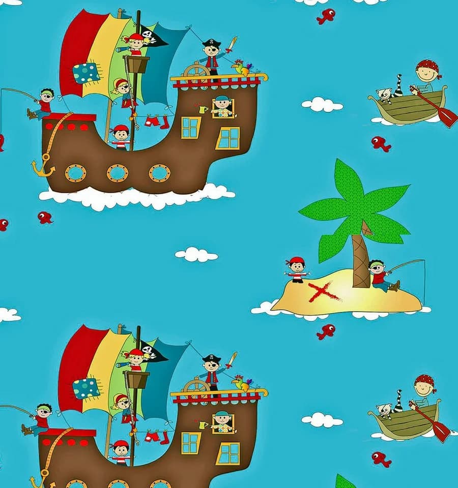 JACK Babybettwäsche 100x135cm Piratenschiff Feinbiber 2-teilig