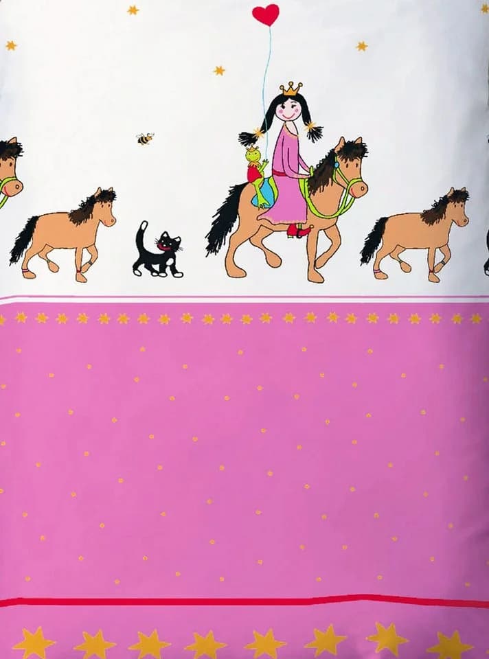 JACK Babybettwäsche 100x135cm Prinzessin Pferd Pink Weiß - Bild 3