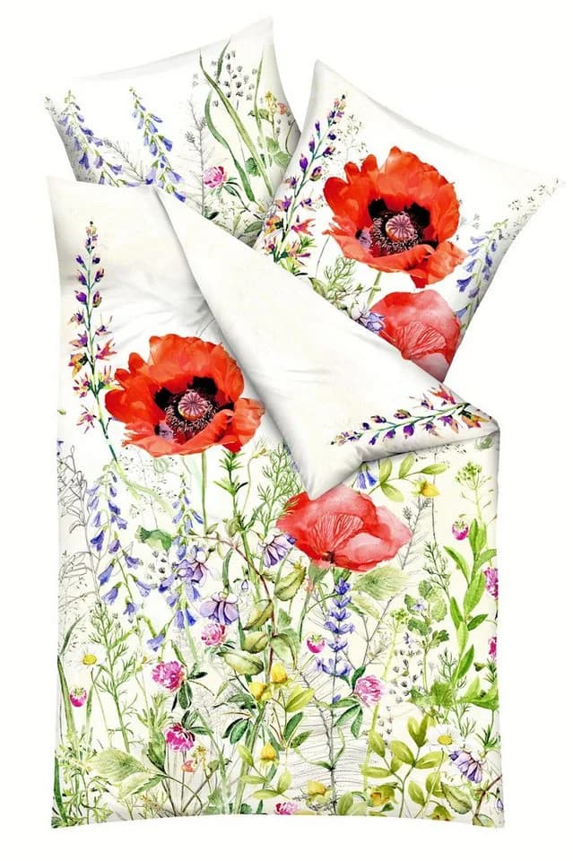 JACK Bettwäsche Summer Fields Rot Mohn Mako Satin 2-teilig - Bild 2