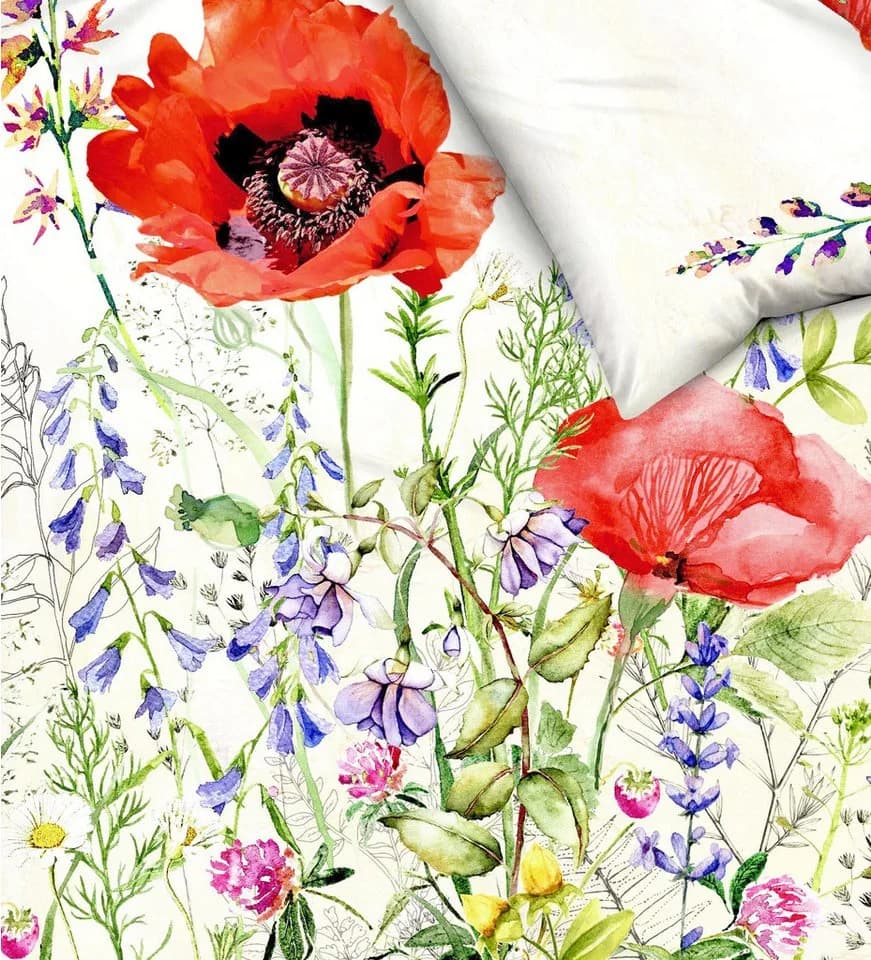 JACK Bettwäsche Summer Fields Rot Mohn Mako Satin 2-teilig - Bild 3