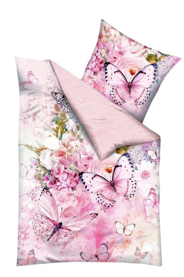 JACK Wendebettwäsche 135x200cm Butterfly Dreams Rosé Satin - Bild 2