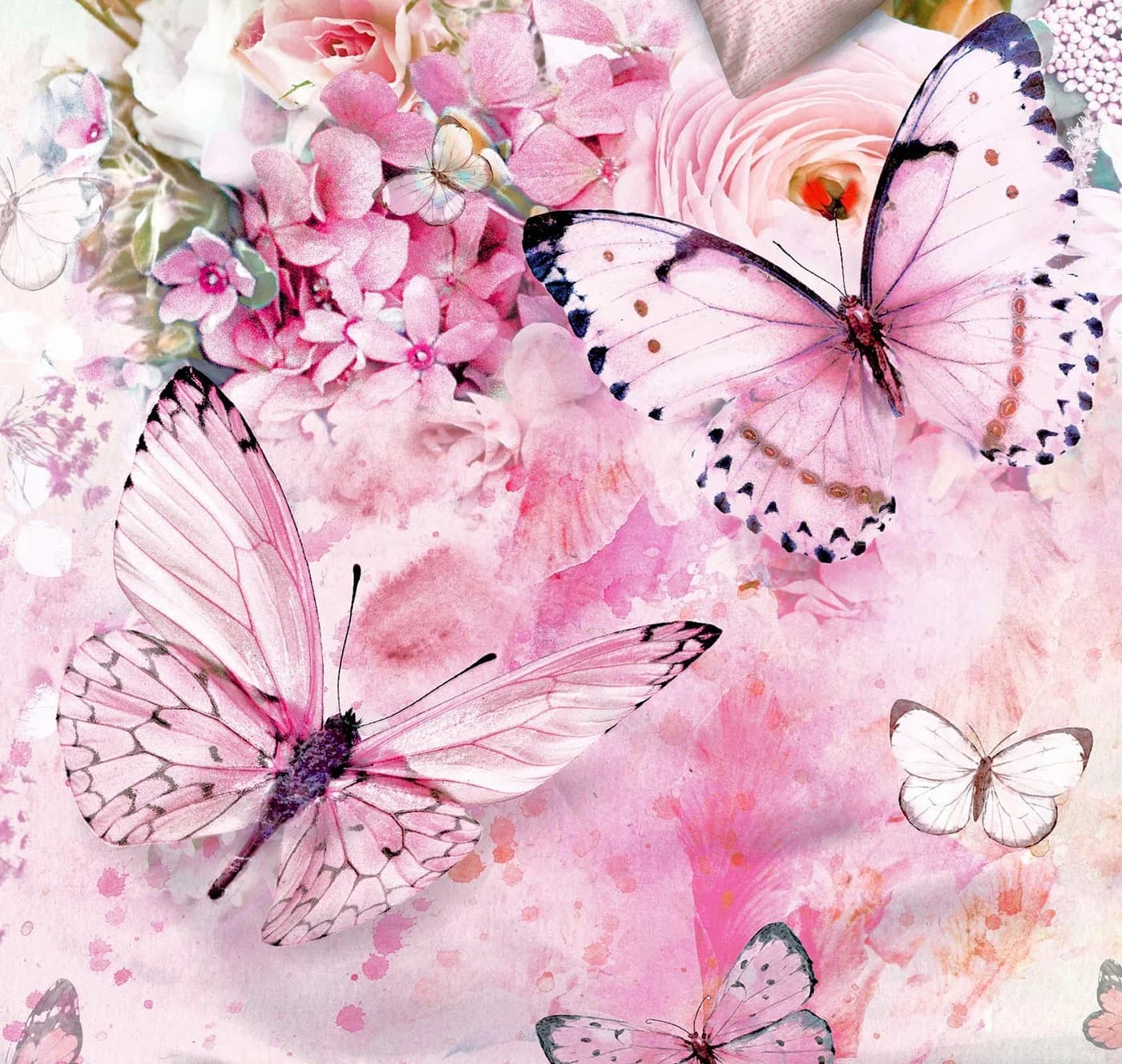 JACK Wendebettwäsche 135x200cm Butterfly Dreams Rosé Satin - Bild 3