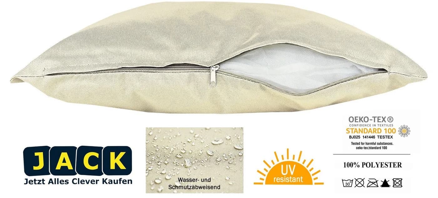 JACK Dekokissen 45x45cm Outdoor Lounge Kissen Beige Wasserabweisend - Bild 5