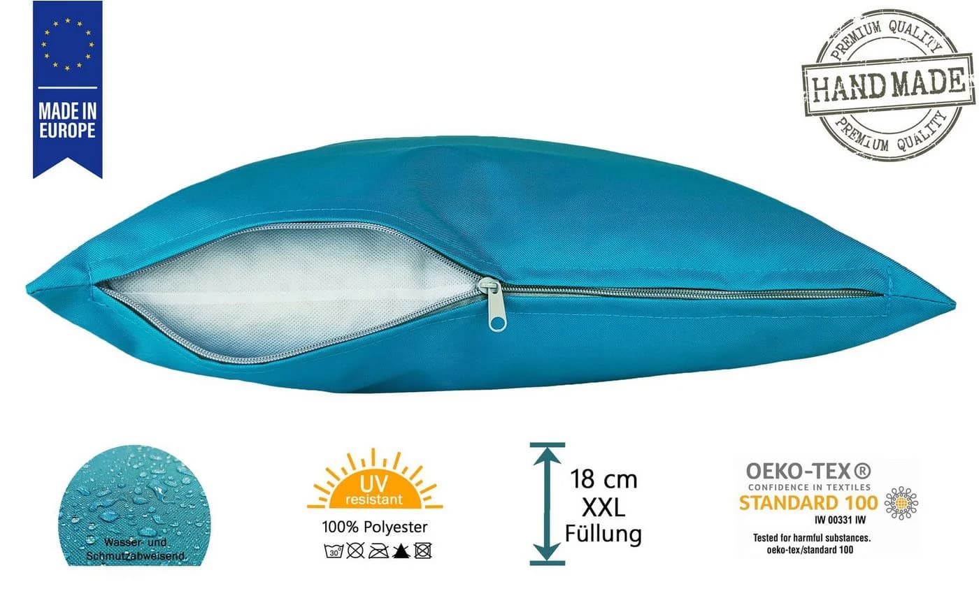 JACK Dekokissen 50x50cm Outdoor Kissen Petrol mit XXL Füllung - Bild 5