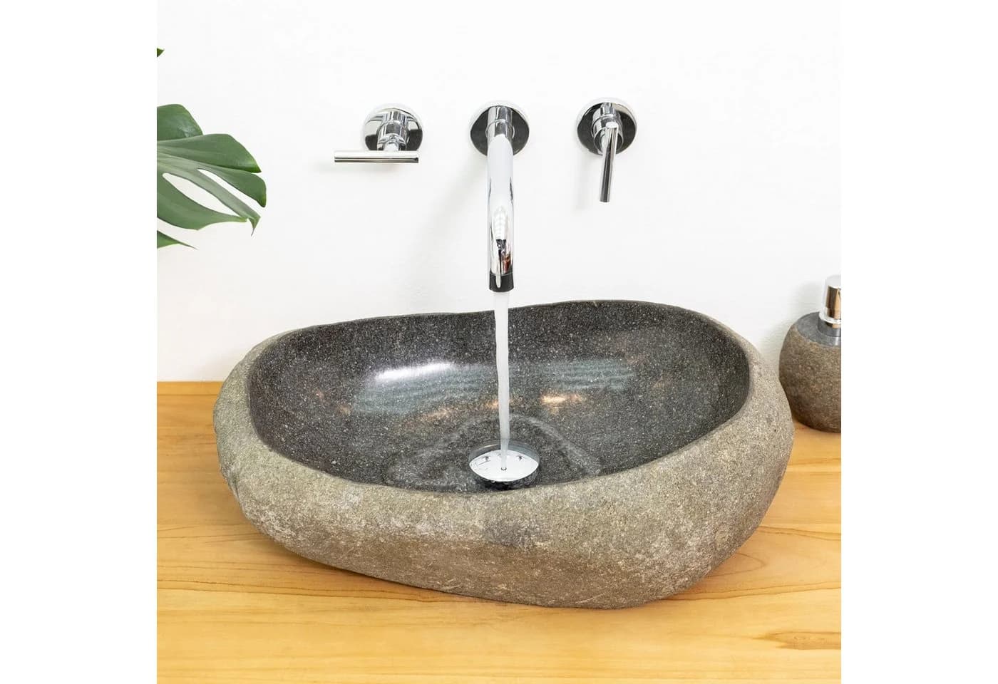wohnfreuden Aufsatzwaschbecken Naturstein 50 cm mit Naturkante - Bild 3