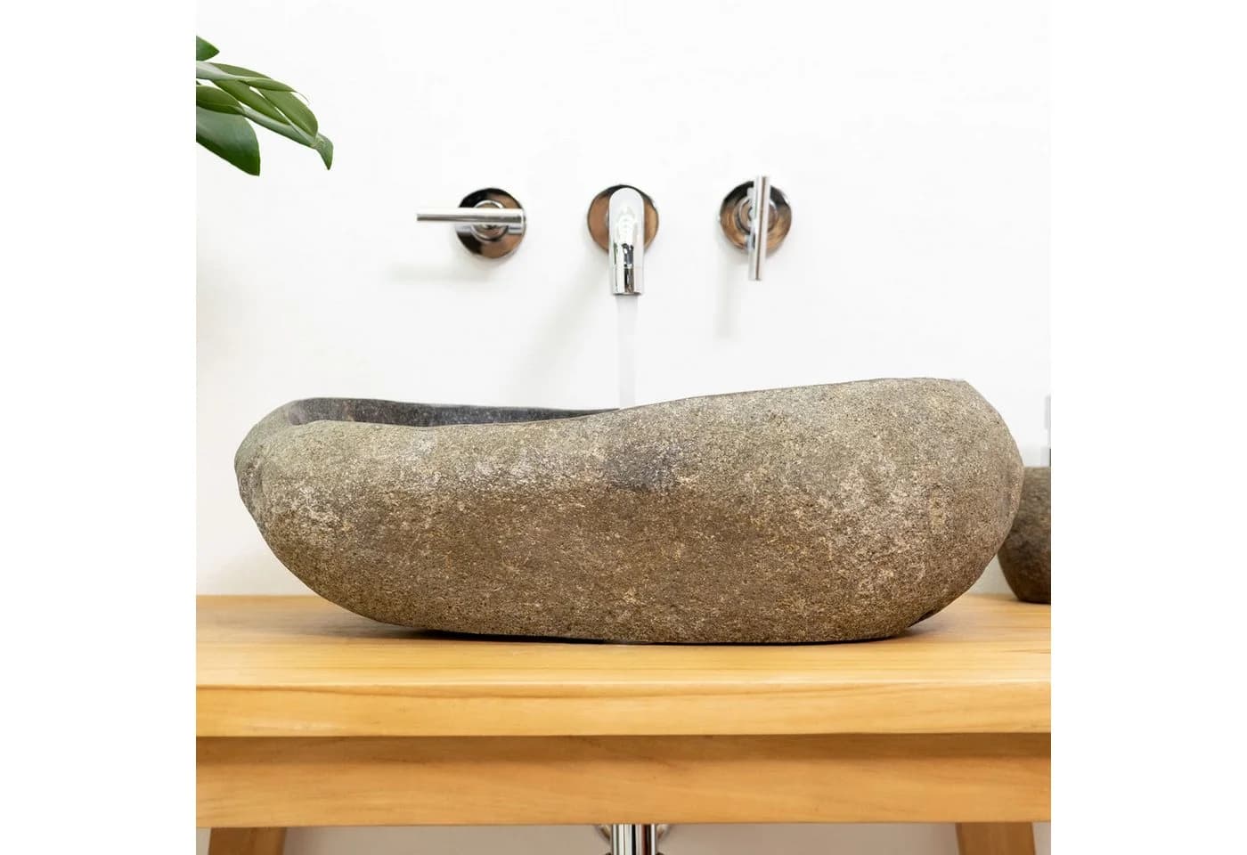 wohnfreuden Aufsatzwaschbecken Naturstein 50 cm mit Naturkante - Bild 5
