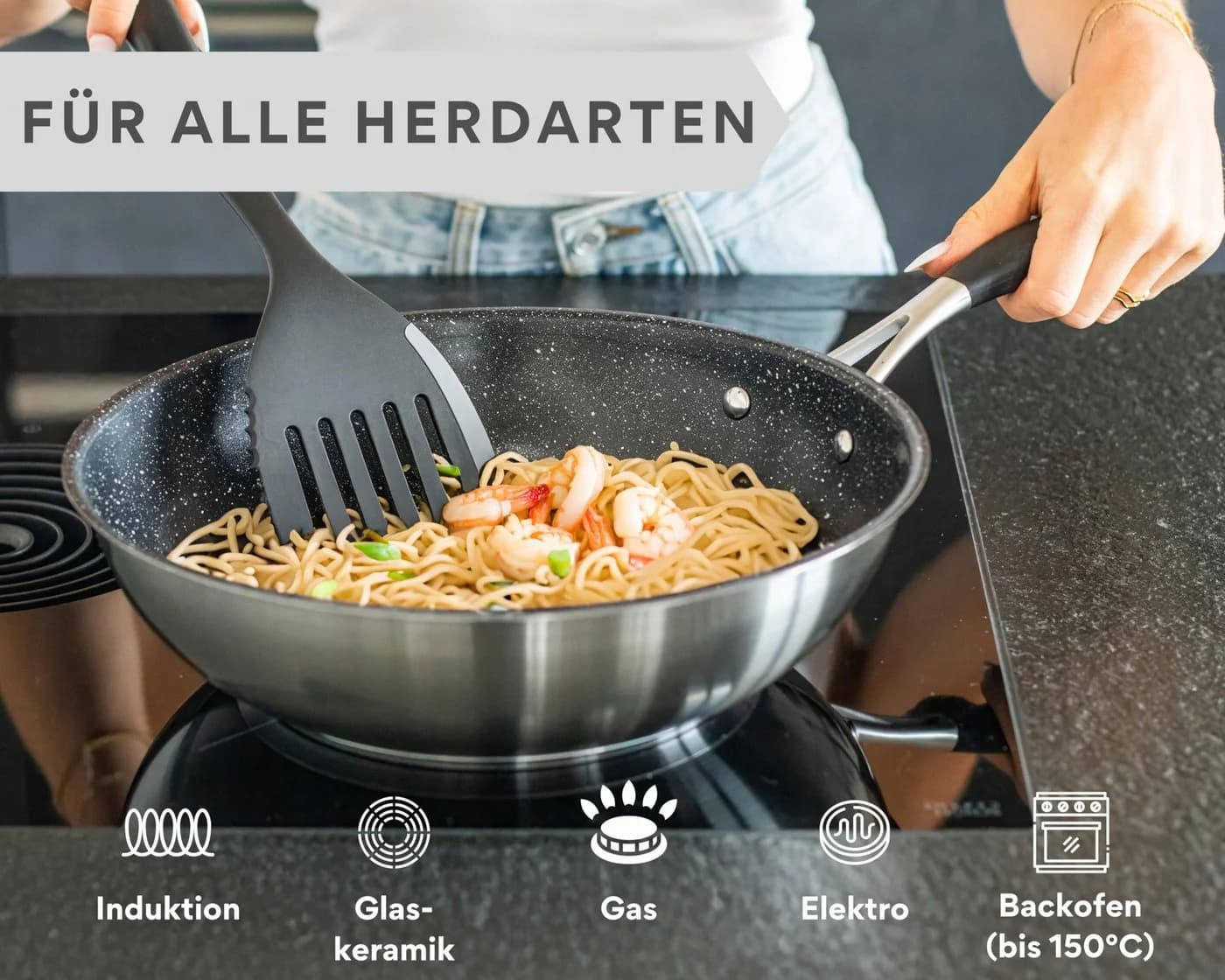divory Wok 28 cm ULTIME Edelstahl Antihaftbeschichtung