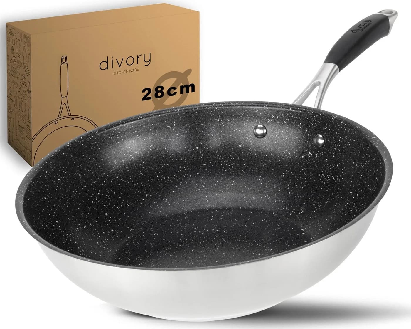 divory Wok 28 cm ULTIME Edelstahl Antihaftbeschichtung - Bild 2