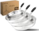 divory Pfannen-Set 3er Set Edelstahl unbeschichtet Induktion 20/24/28cm Silber Bild 2