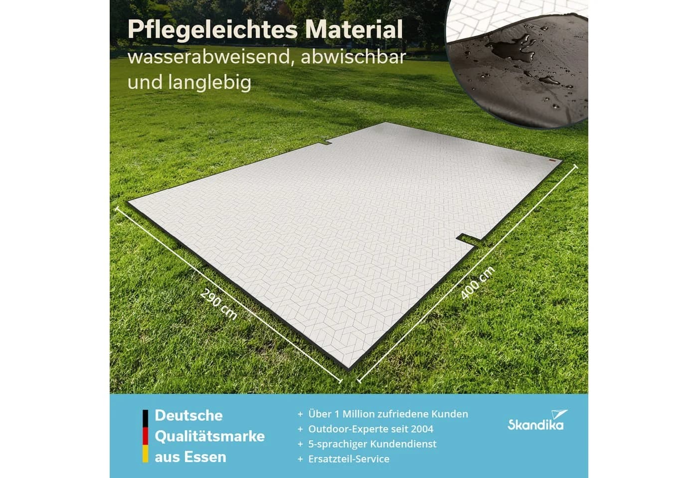 Skandika Zeltteppich Lindal Grau Softtouch-Fleece Wasserdicht - Bild 5