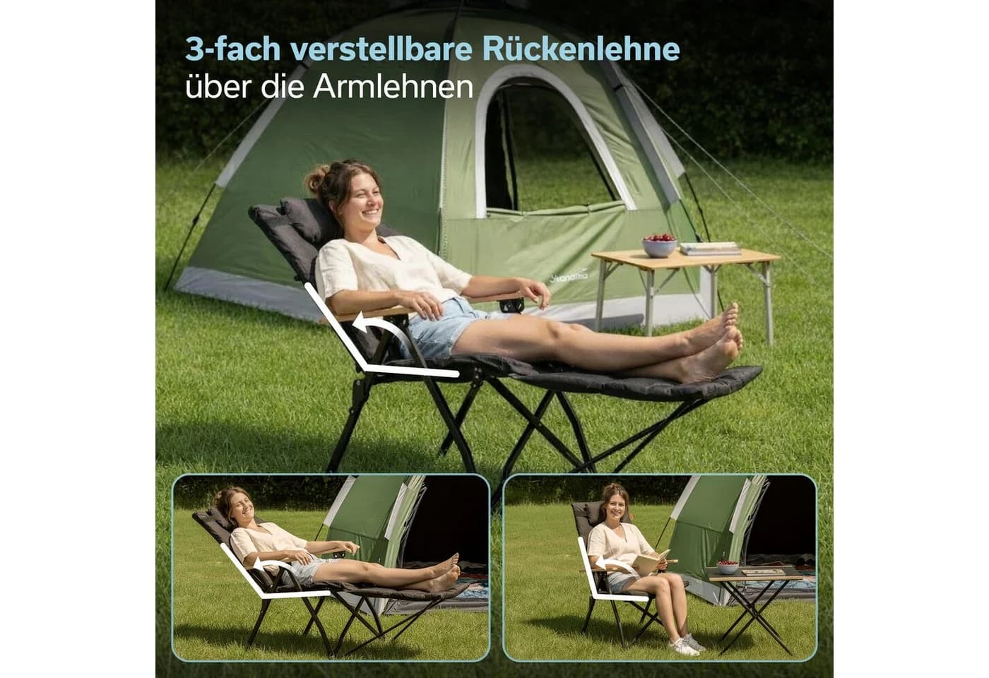 Skandika Campingstuhl Nojata Plus Grau Faltbar mit Kissen - Bild 3