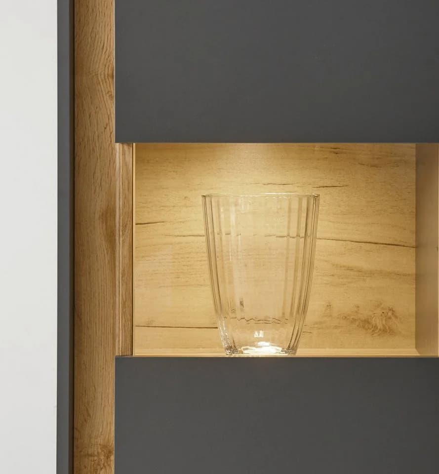 Furn.Design Standvitrine Center Vitrinenschrank in Grau mit Eiche - Bild 4