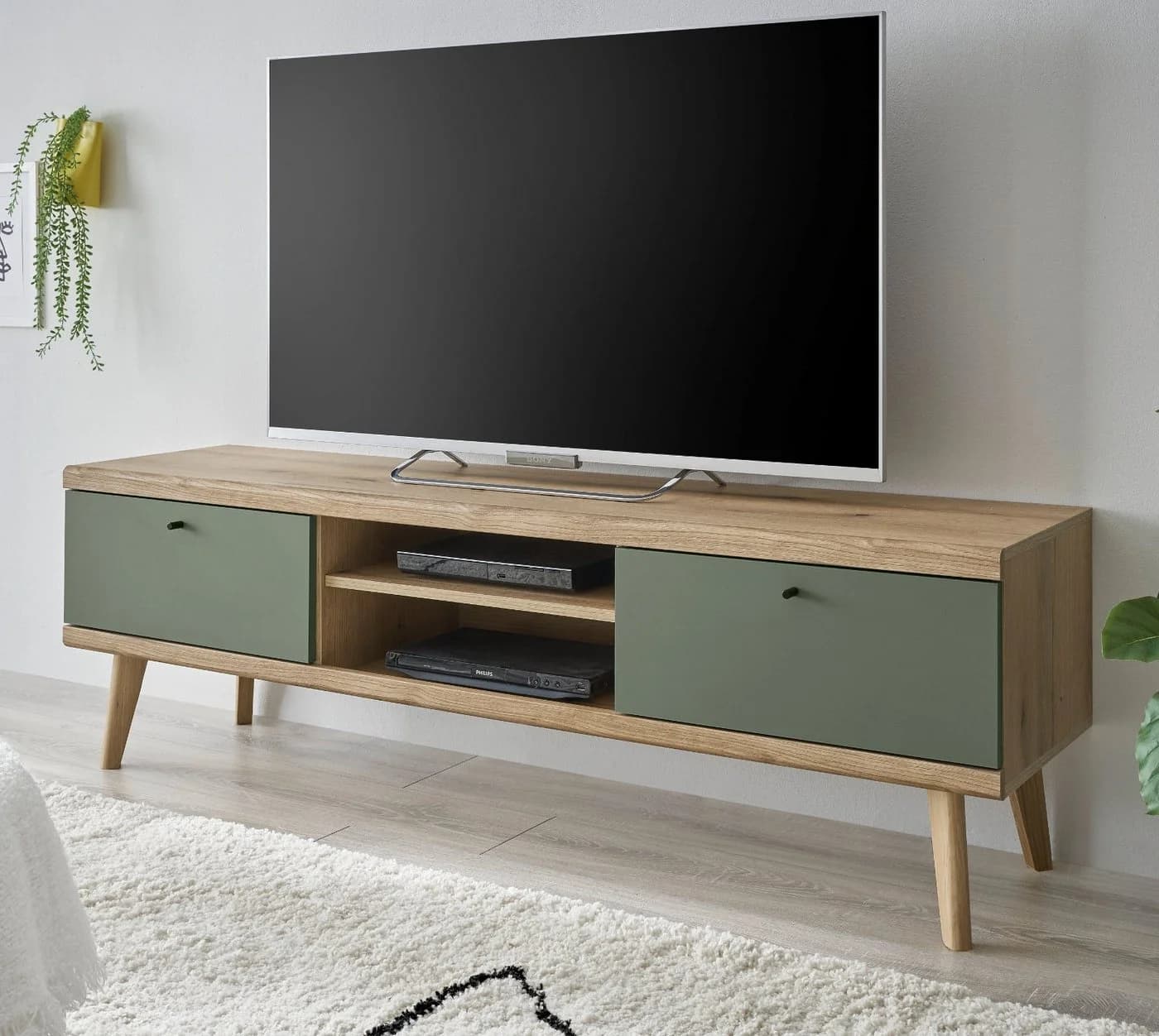 Furn.Design Lowboard Juna TV Unterschrank Salbeigrün Eiche Dekor - Bild 2