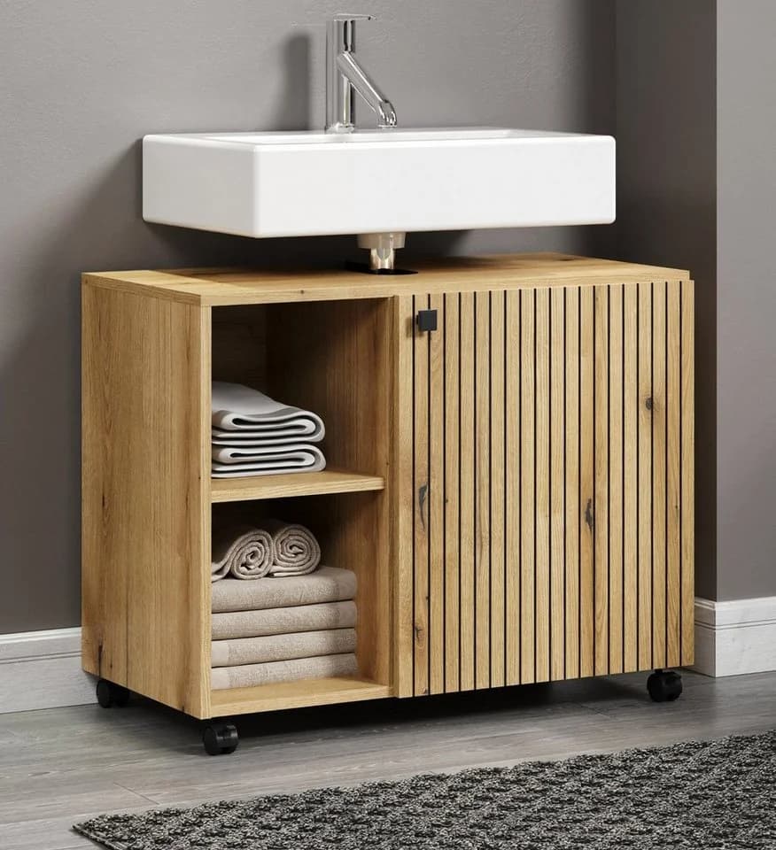 Furn.Design Badschrank Bliss Eiche Schwarz 80cm - Bild 4