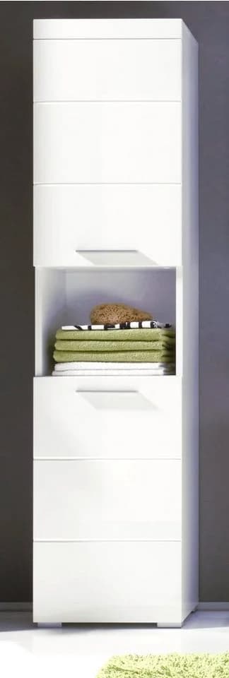 trendteam Hochschrank Amanda Badschrank Weiß Hochglanz 2-türig