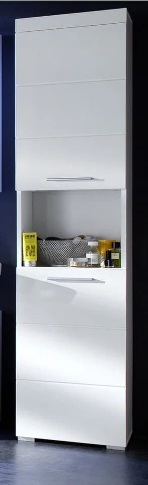 trendteam Hochschrank Amanda Badschrank Weiß Hochglanz 2-türig - Bild 2
