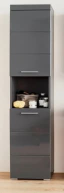 trendteam Hochschrank Amanda Badschrank grau 2-türig Hochglanz Bild 1
