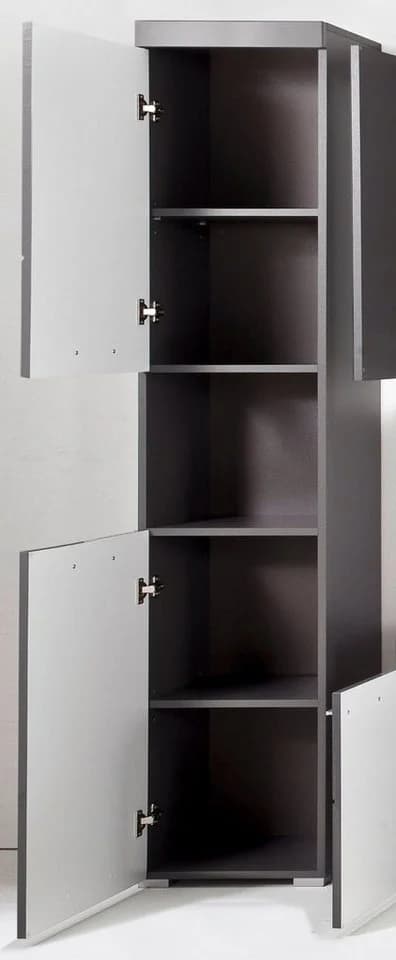 trendteam Hochschrank Amanda Badschrank grau 2-türig Hochglanz - Bild 4
