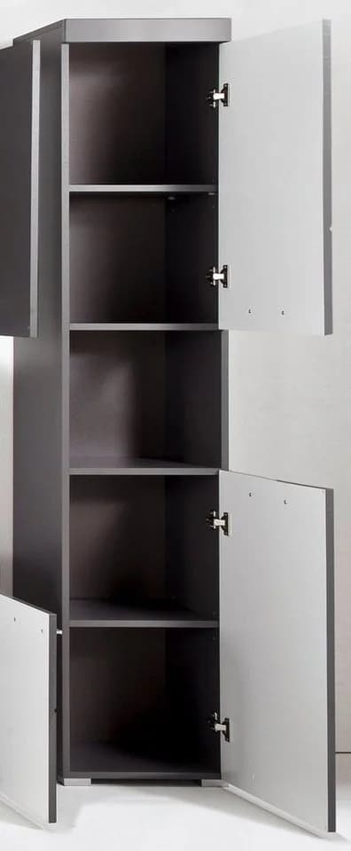 trendteam Hochschrank Amanda Badschrank grau 2-türig Hochglanz - Bild 5