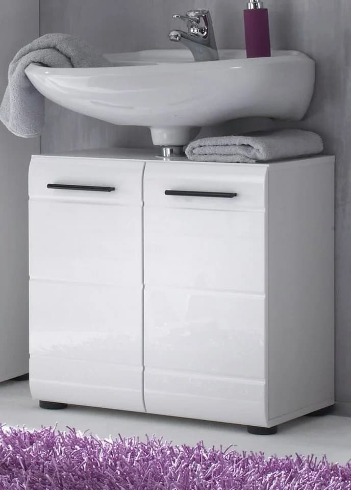 trendteam Waschbeckenunterschrank Gloss Weiß Hochglanz 60 cm