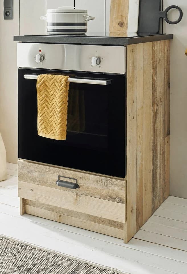 Furn.Design Herdumbauschrank Stove Used Wood Beige Anthrazit Soft-Close - Bild 2