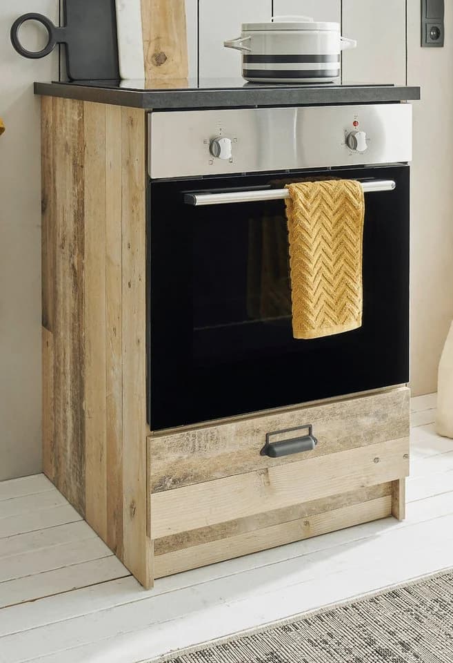 Furn.Design Herdumbauschrank Stove Used Wood Beige Anthrazit Soft-Close - Bild 5