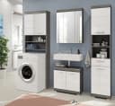 Inn.Furn Waschmaschinenschrank Shawn Weiß Hochglanz Rauchsilber Bild 5