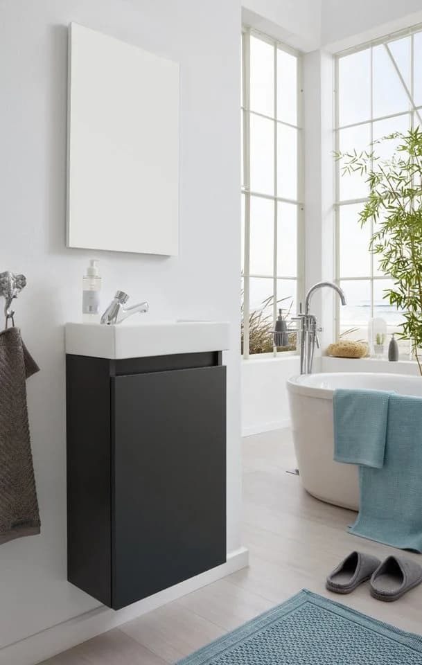 Furn.Design Badmöbel-Set Winny Grau Komplett-Set mit Waschbecken