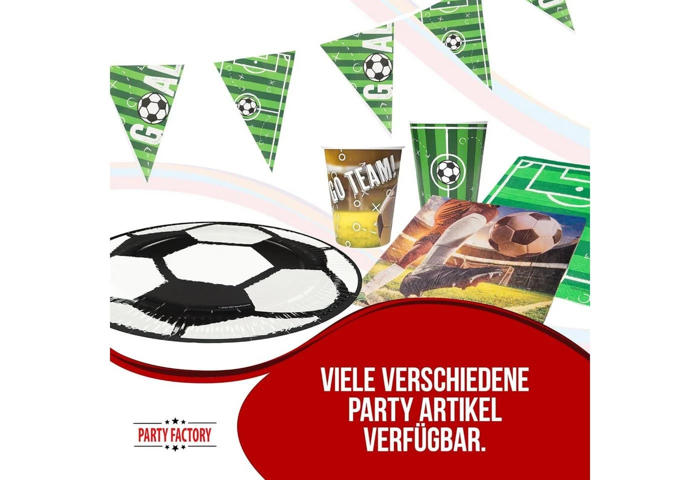 Fußball Partyset 8-tlg. Geschirr-Set Spielfeld-Design Kräftige Farben - Bild 5