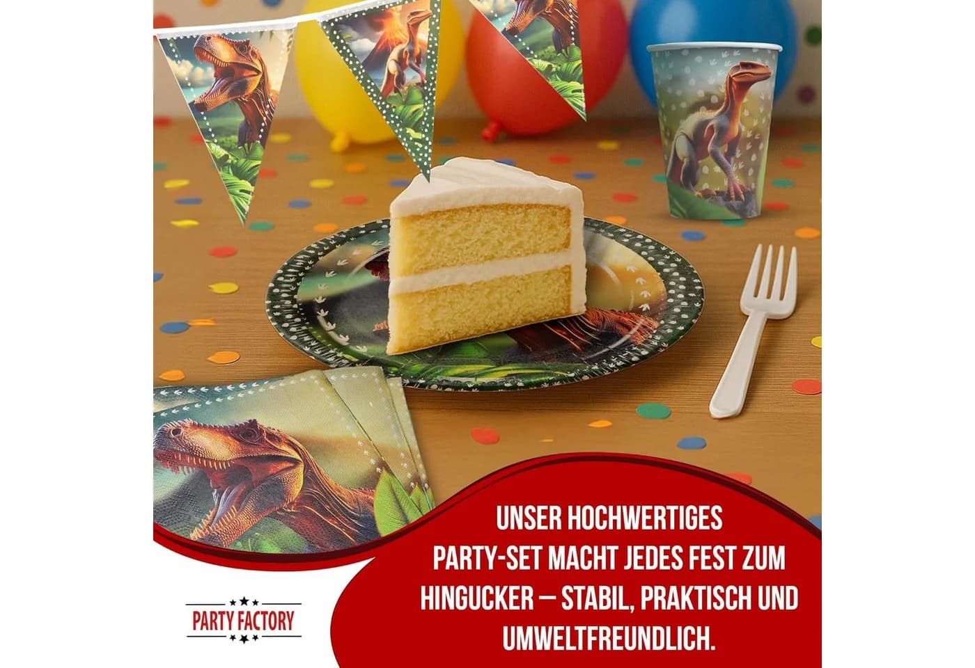 Party Factory Dino Partyset 37-tlg. Geschirr-Set für 8 Personen - Bild 3