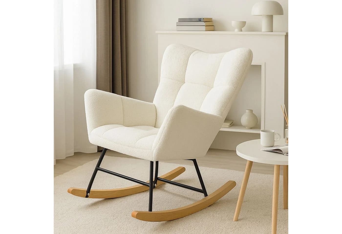 Allyson Schaukelstuhl Beige bis 150 kg belastbar